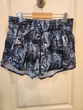lululemon athletica Black & Light Blue Swirl Athletic Shorts